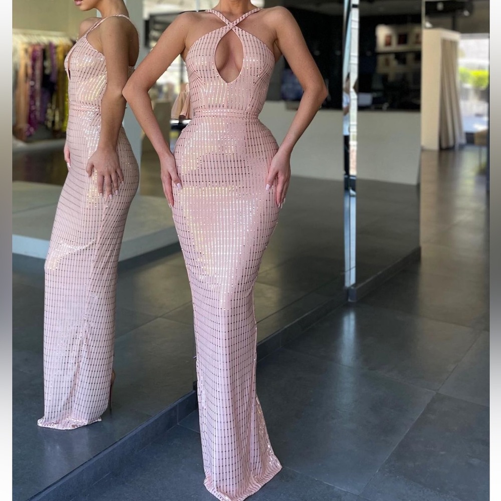LIA STUBLLA Official Pink Halter Dress